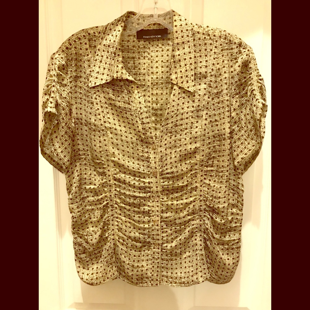 JONES NEW YORK Sz 12 Brn/Grn Blouse